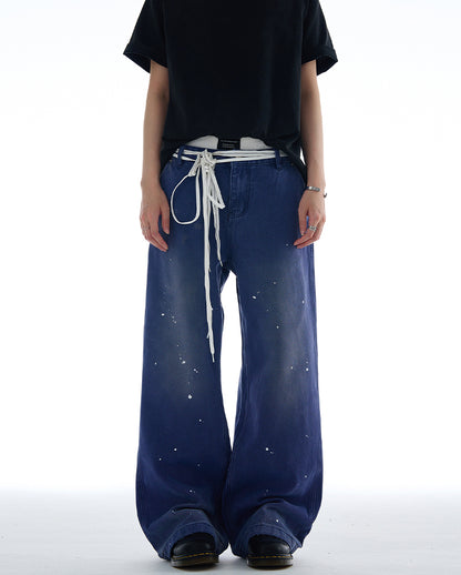 MADWITCH VINTAGE SPLATTERED DENIM JEANS #G6671