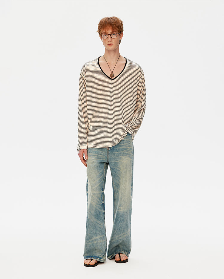 MADWITCH V-NECK LONG TEE #AM2079