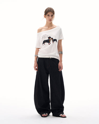 MADWITCH SLIM ASYMMETRIC PRINT TEE #G1420