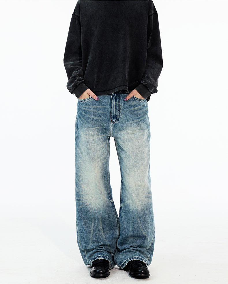 MADWITCH FADED WASH STRAIGHT LEG JEANS #GPC9758