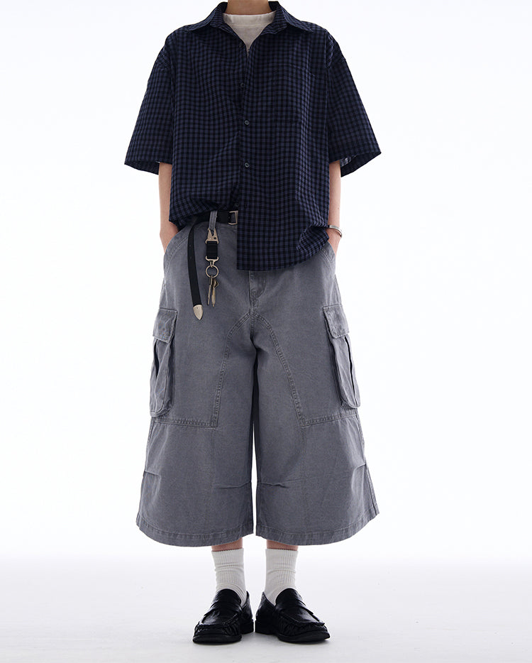 MADWITCH WIDE-LEG CARGO CROPPED PANTS #A592