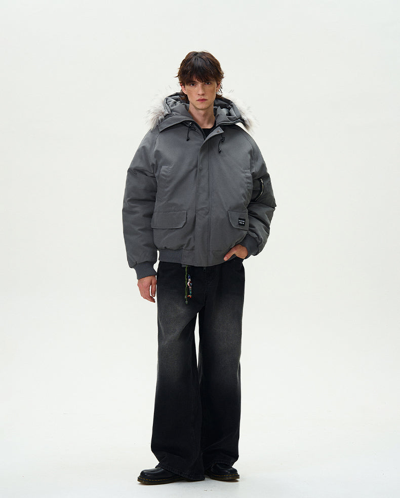 MADWITCH FUR-COLLAR PARKA COTTON COAT #HY8529