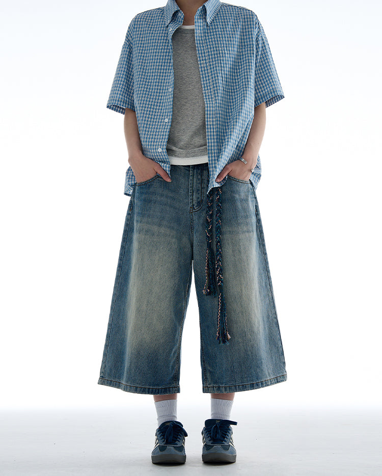 MADWITCH LOOSE FIT CROPPED DENIM JEANS #G6682