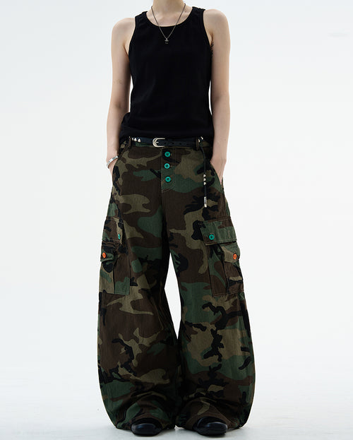 MADWITCH CAMO UTILITY CARGO PANTS #H5774