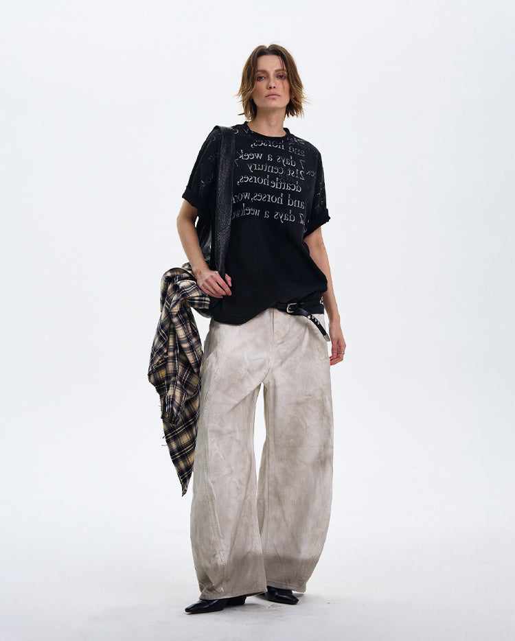 MADWITCH GRADIENT LETTER PRINT T-SHIRT #MD4150
