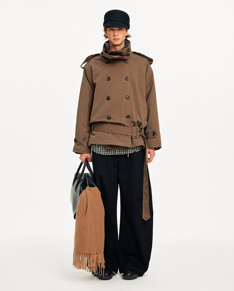 MADWITCH DOUBLE BREASTED STAND COLLAR COAT #BM434