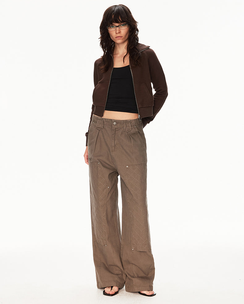 MADWIT PATCHWORK PLEATED WORK PANTS #CK6939
