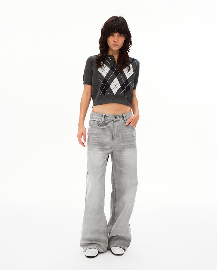 MADWITCH PREPPY DIAMOND KNIT POLO 26806 - MadWitch Store
