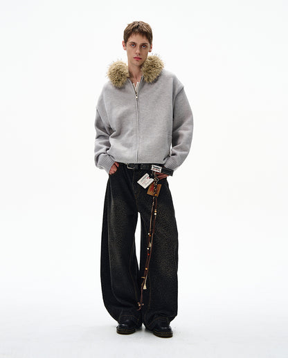 MADWITCH UNISEX FUR-TRIMMED CASUAL COAT #6273