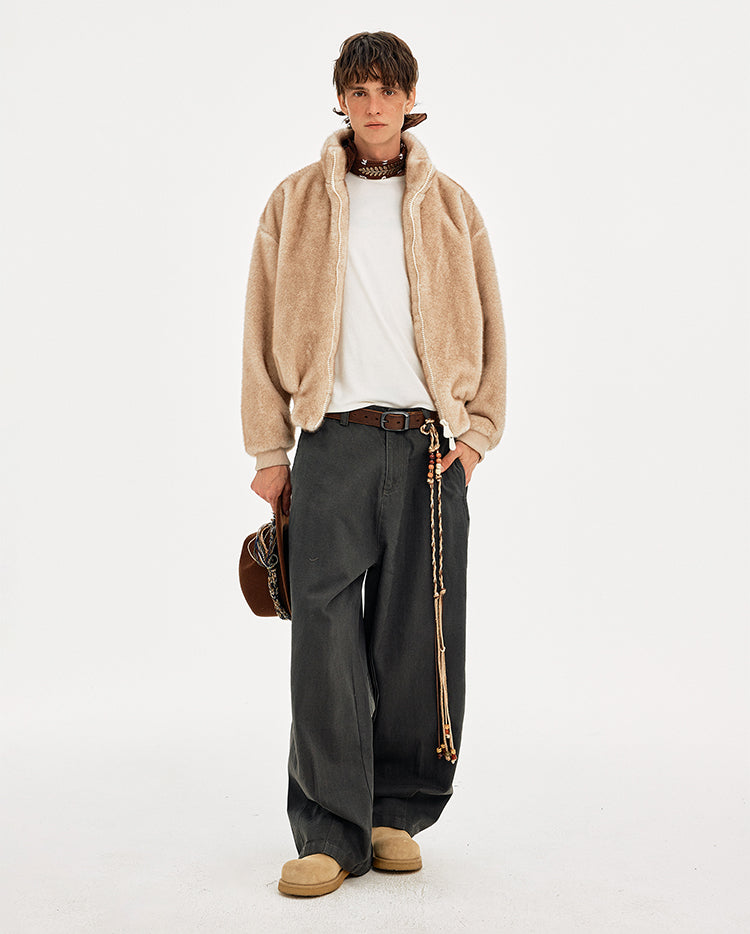 MADWITCH FAUX FUR STAND COLLAR COAT #256086