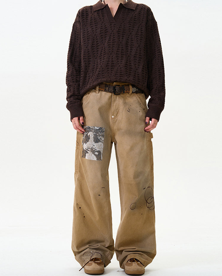 MADWITCH SPLATTER PAINTED WORKWEAR JEANS #CK3330