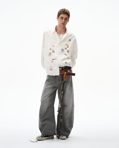 MADWITCH RAW-EDGE LONG SLEEVE SHIRT #BR92