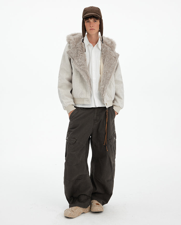 MADWITCH PATCHWORK FUR COLLAR PARKA JACKET #246031