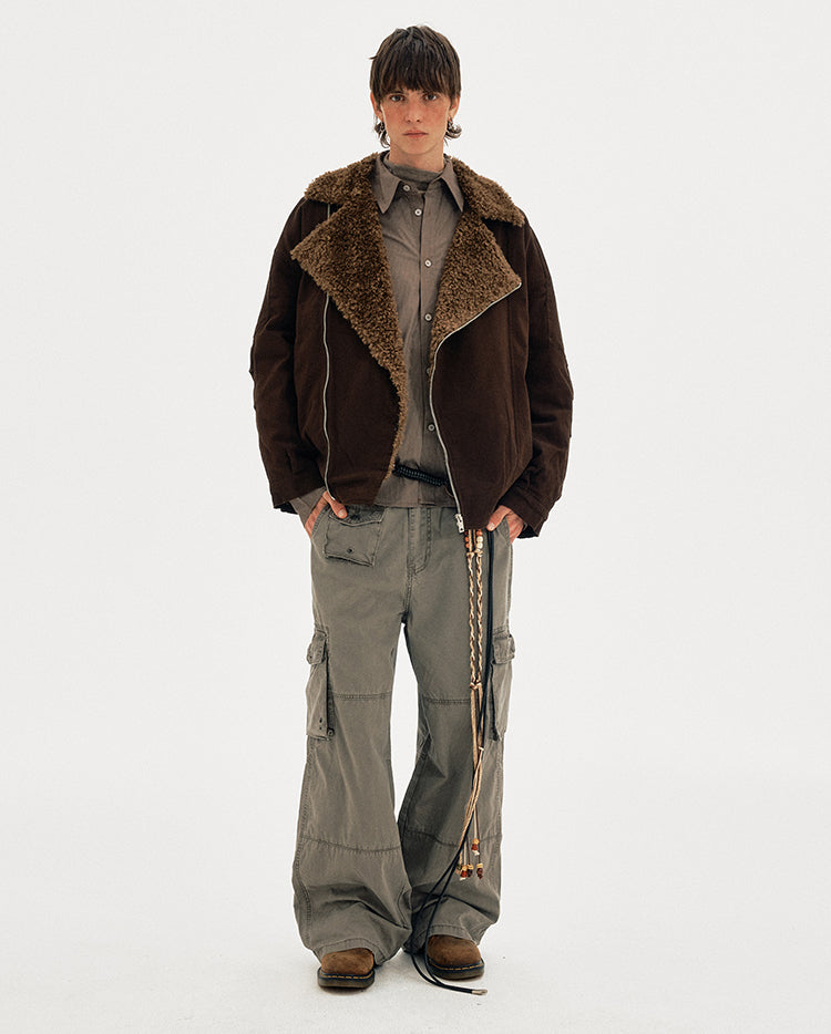 MADWITCH DIAGONAL FUR JACKET #MY0212