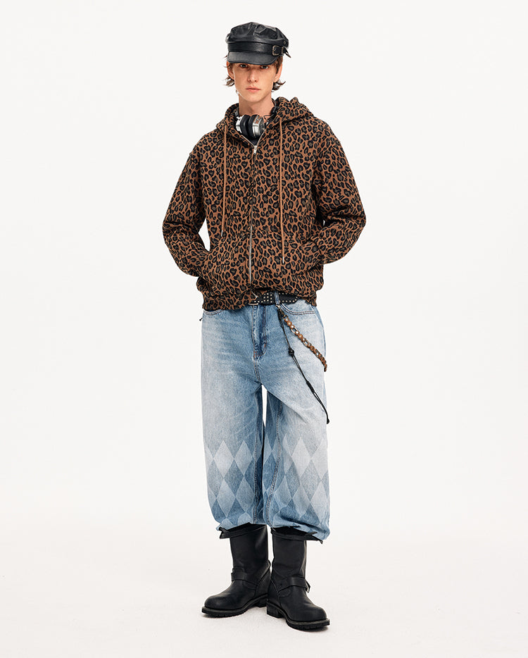 MADWITCH LEOPARD HOODED SWEATSHIRT JACKET #CW1327