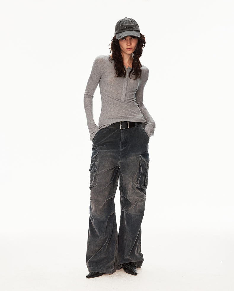 MADWIT DISTRESSED CORDUROY PANTS #Z041