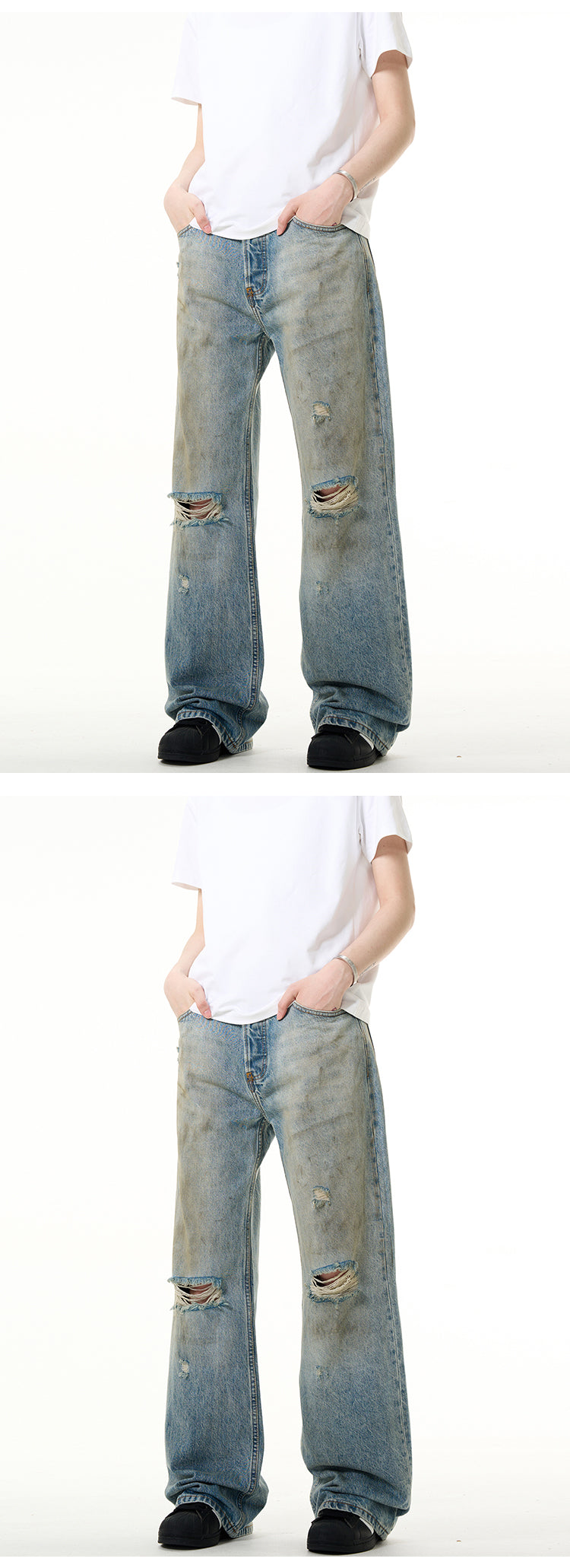 MADWITCH DISTRESSED AGED JEANS #G6397