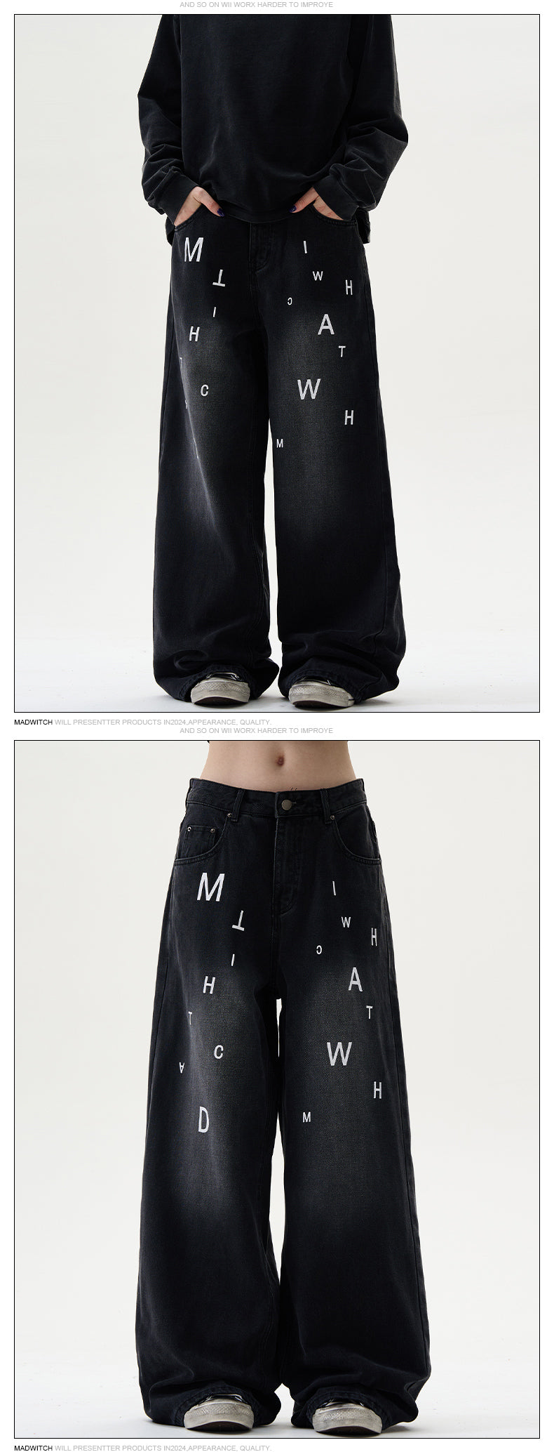 MADWITCH LETTER PRINTED JEANS #MD046