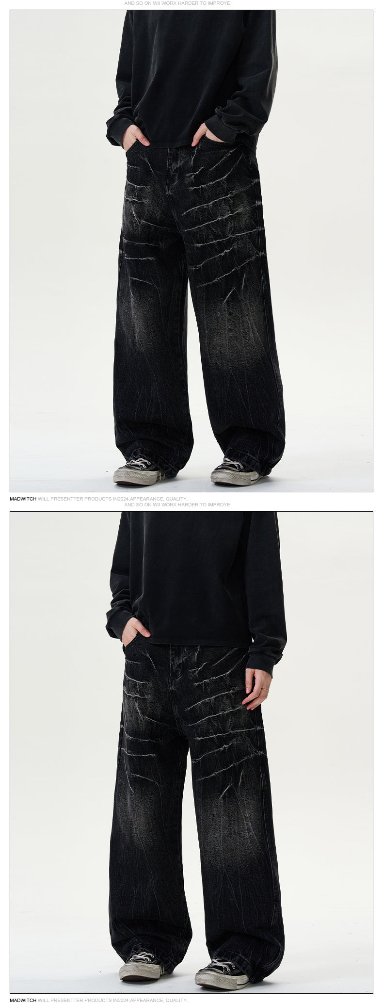 MADWITCH CRACKLE WASHED DENIM PANTS #DCD1650