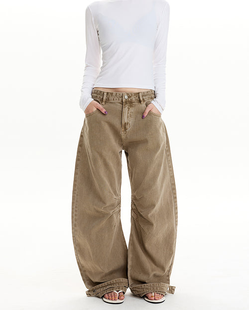 MADWIT DECONSTRUCTED WASHED WIDE PANTS#Z055
