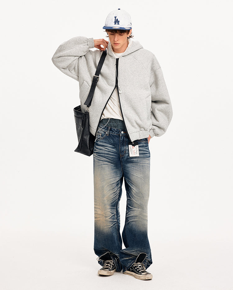 MADWITCH DECONSTRUCTED HOODED FLEECE JACKET #DW1631