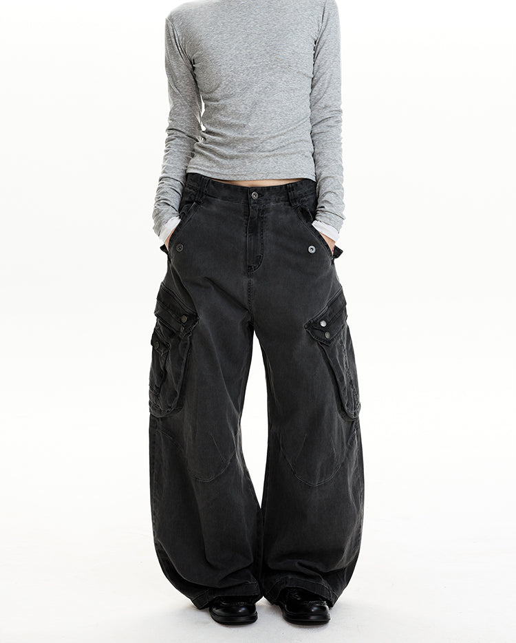 MADWIT DISTRESSED WIDE WORK PANTS #CK6932