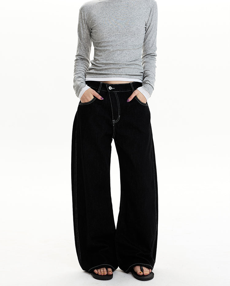 MADWIT SLANTED FLY WIDE LEG JEANS #GPC9728