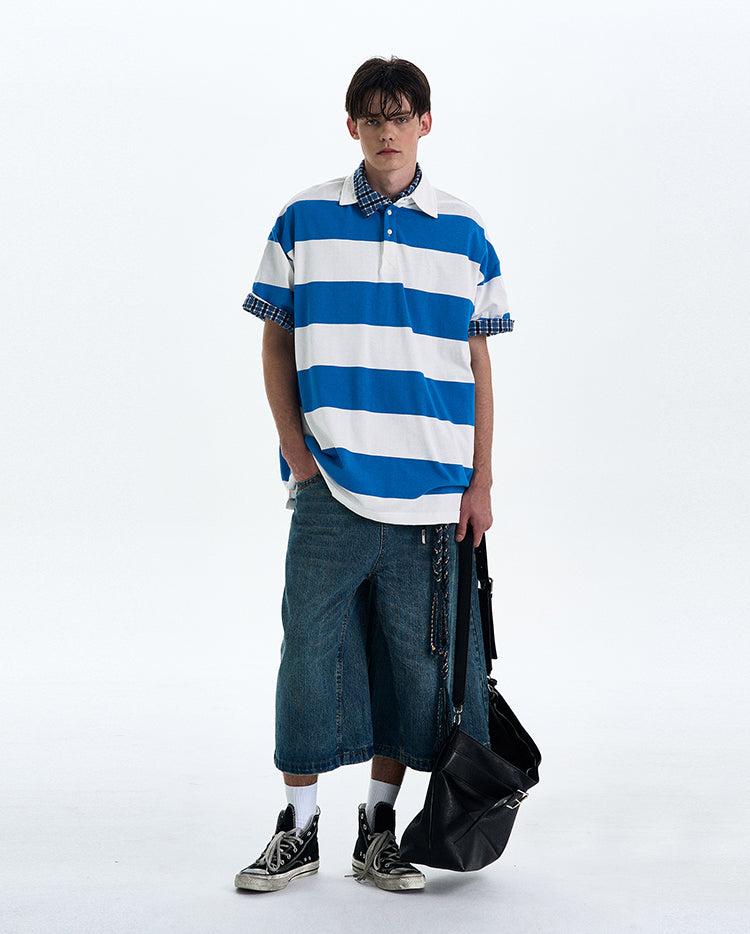 MADWITCH STRIPED LOOSE-FIT T-SHIRT #MD4178