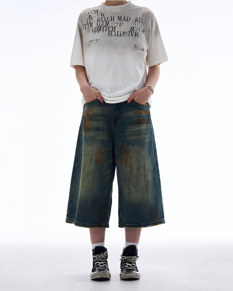 MADWITCH VINTAGE WIDE-LEG CROP JEANS #NZ7319