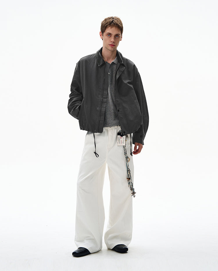 MADWITCH LEATHER-TRIMMED CASUAL TOP #M1005