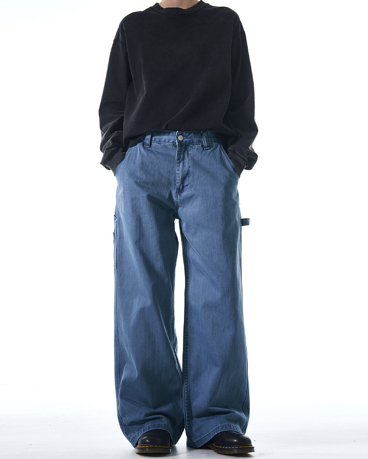 MADWITCH STRAIGHT-LEG FRENCH WORK DENIM PANTS #F9009