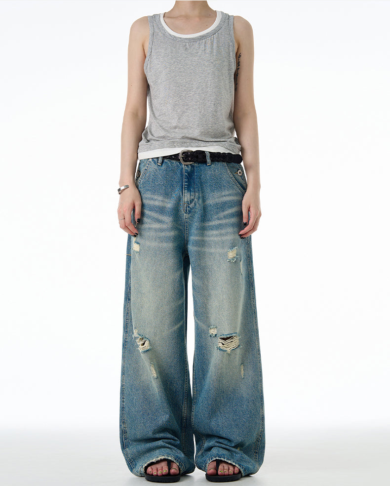 MADWITCH DISTRESSED WASHED DENIM JEANS #CK9555
