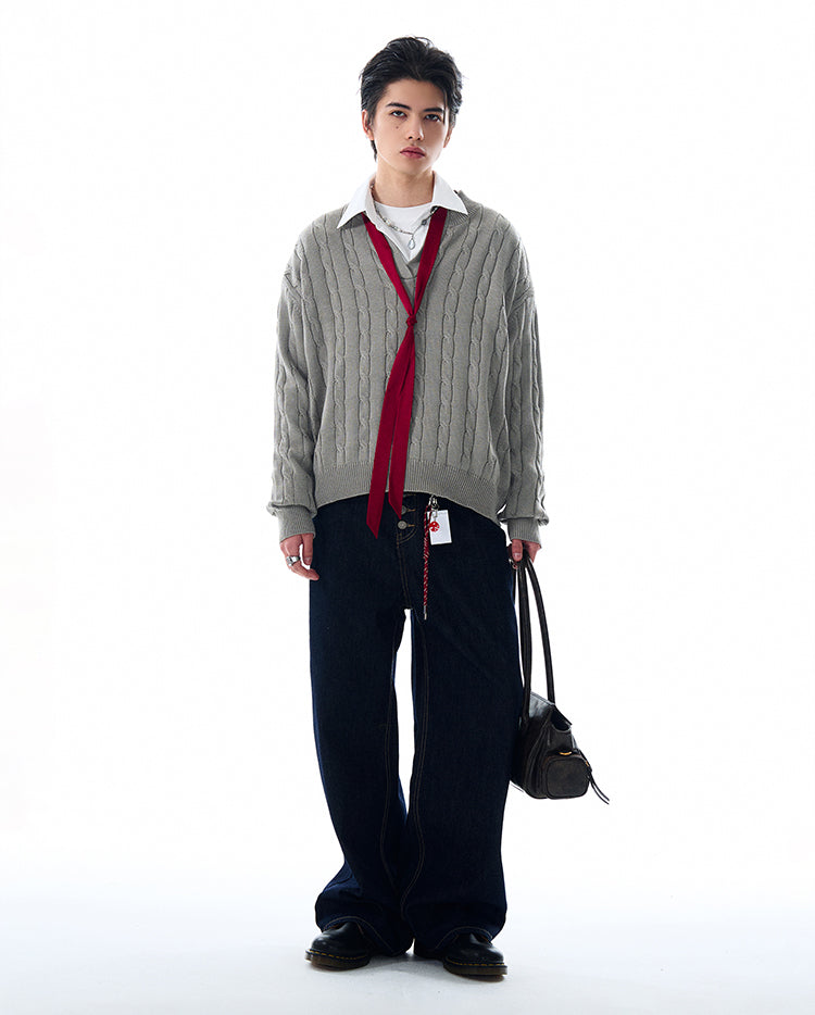 MADWITCH V-NECK RETRO SWEATER #MY009
