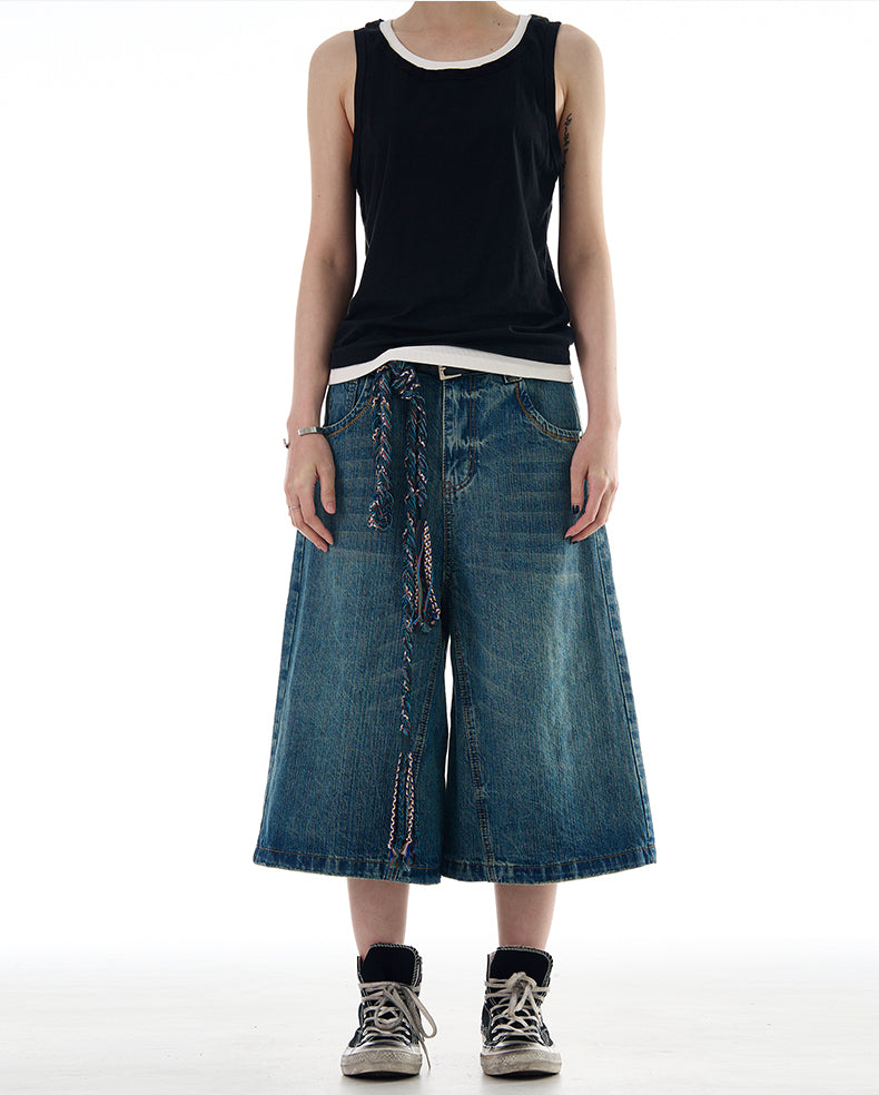 MADWITCH WASHED WIDE LEG DENIM JEANS #L562