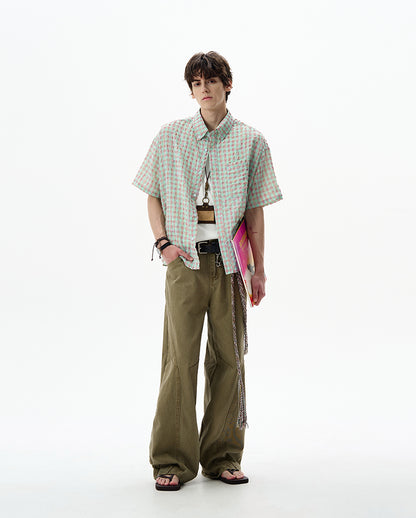 MADWITCH SEERSUCKER CHECK SHIRT #CR238