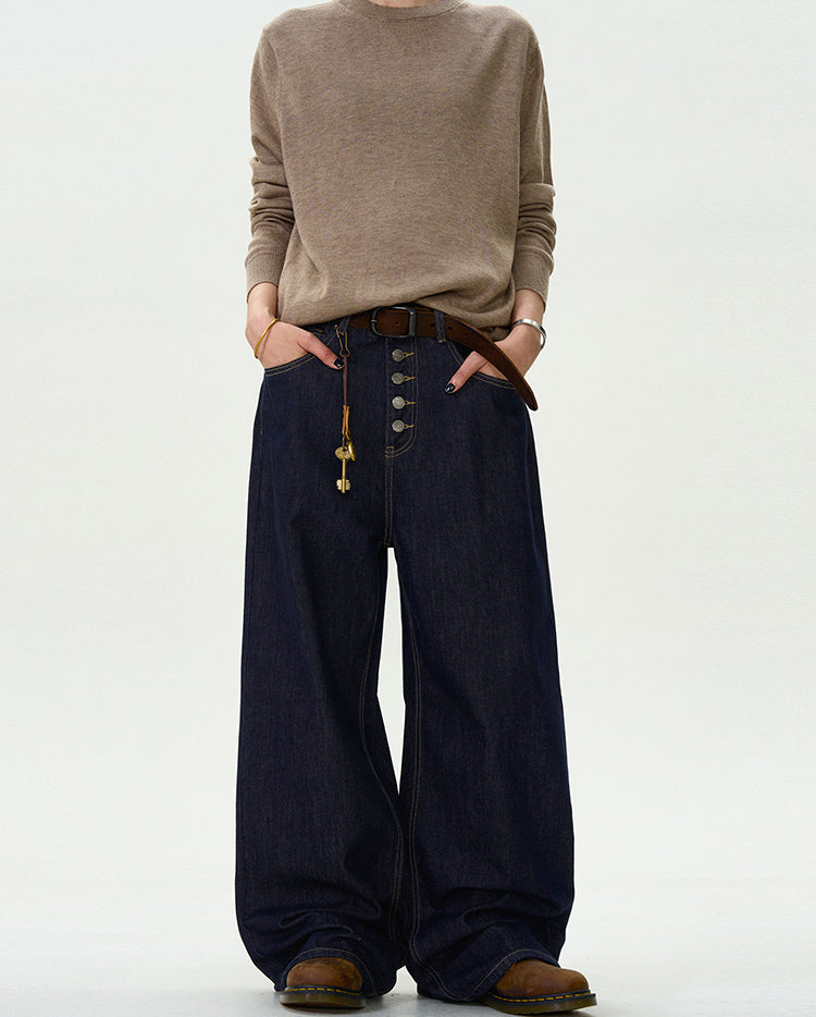 MADWITCH BUTTON-FLY STRAIGHT-LEG JEANS #WHOA094