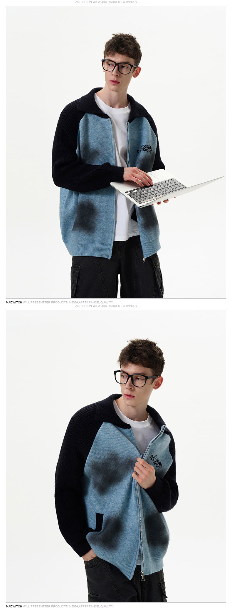 MADWITCH COLOR-BLOCKED SWEATER JACKET #M390