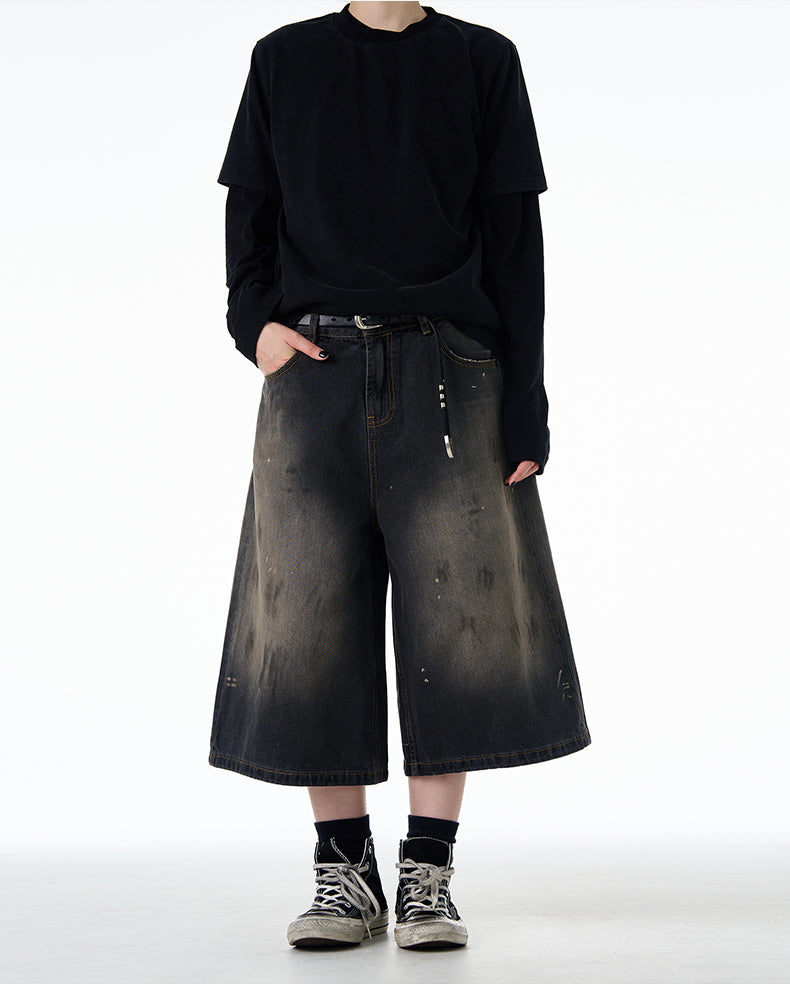 MADWITCH VINTAGE CROPPED DENIM JEANS #CK9596D