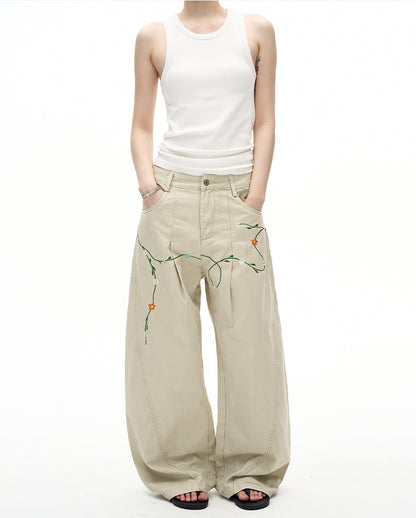 MADWITCH FLORAL PATCH CARGO PANTS #E5807