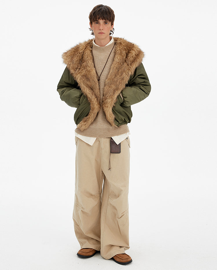 MADWITCH FAUX FUR COLLAR PUFFER JACKET #BM334