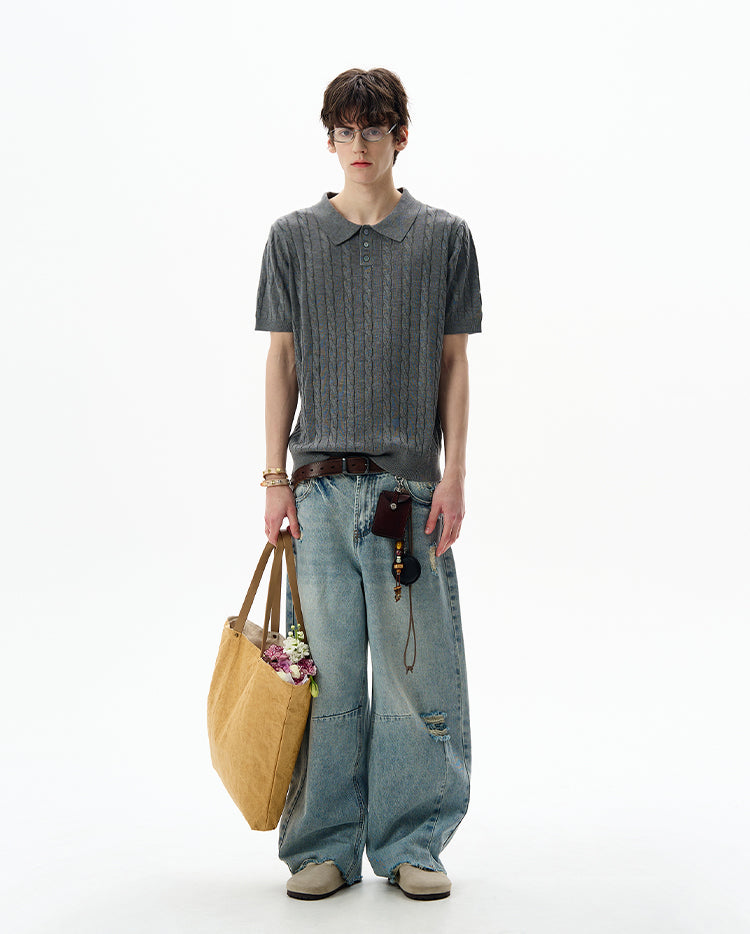 MADWITCH POLO KNIT TEE #LX010