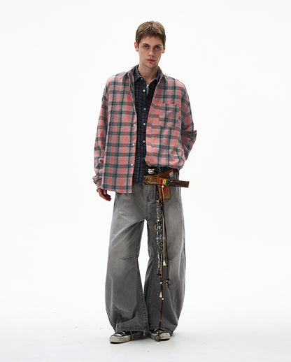 MADWITCH COLOR-BLOCK CHECKED TUNIC #CR603