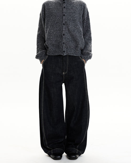 MADWIT RAW DENIM DECONSTRUCTED WIDE JEANS #GPC9781