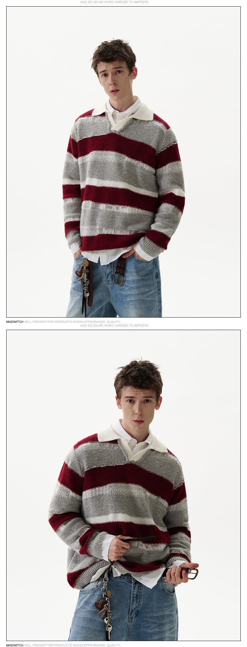 MADWITCH IRREGULAR STRIPED SWEATER #G840