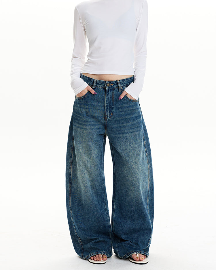 MADWIT FADED WASH WIDE JEANS #CK5571