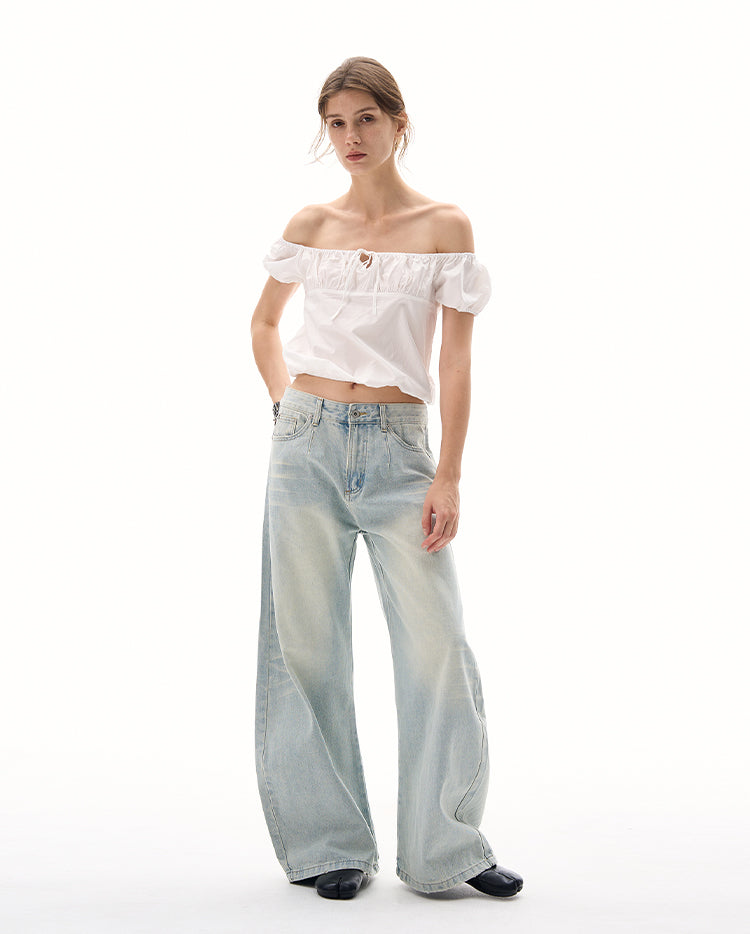 MADWITCH OFF-SHOULDER PUFF SLEEVE TEE #TC82N