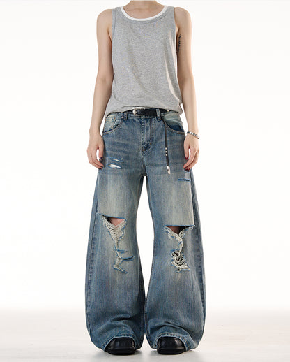 MADWITCH LOOSE RIPPED JEANS #G6683