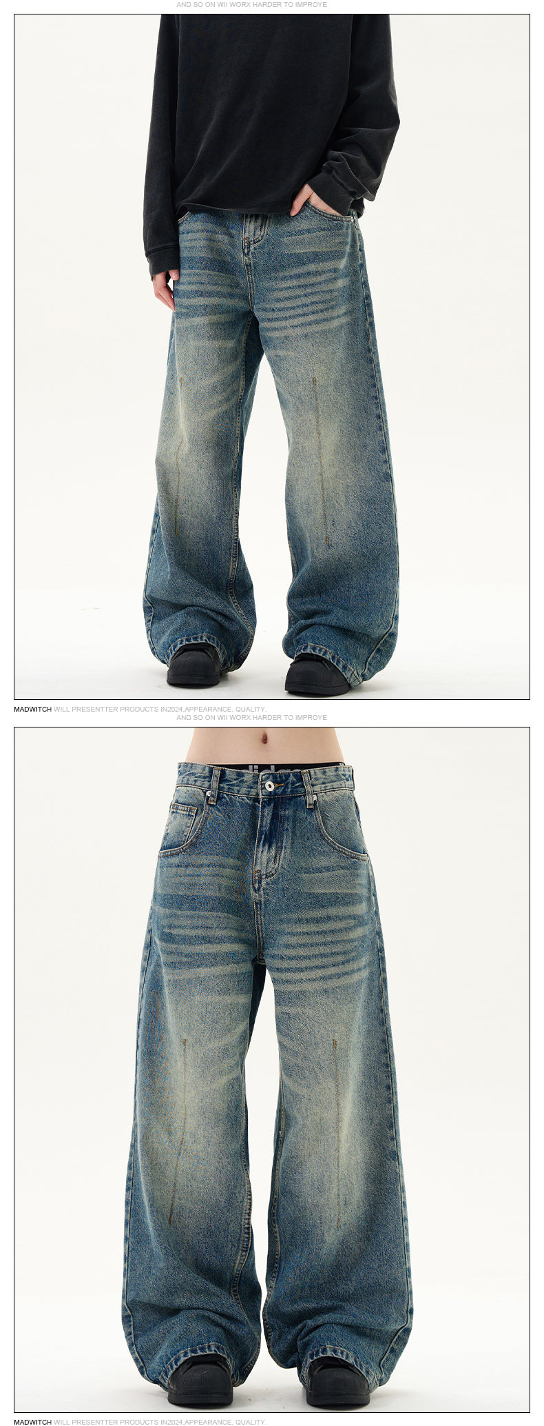 MADWITCH WASHED STRAIGHT JEANS #CK9321