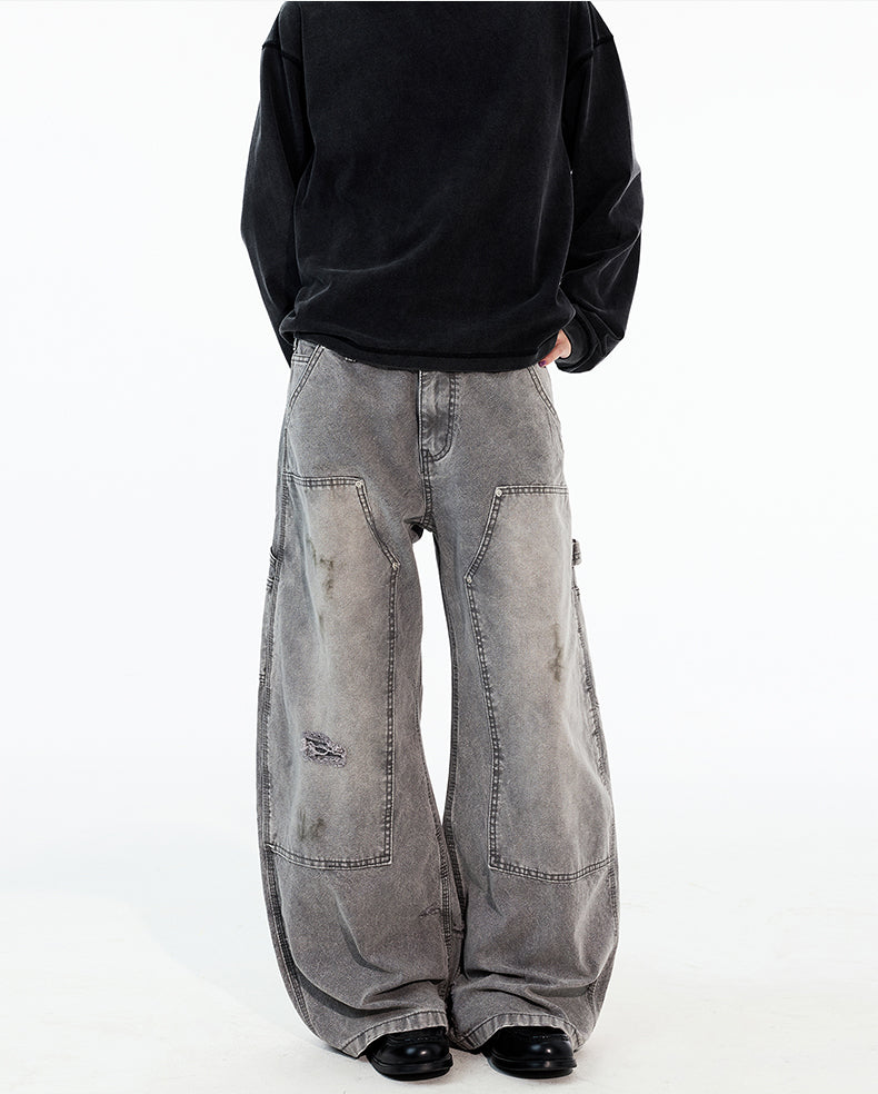 MADWITCH DISTRESSED WIDE WORK PANTS #G6924
