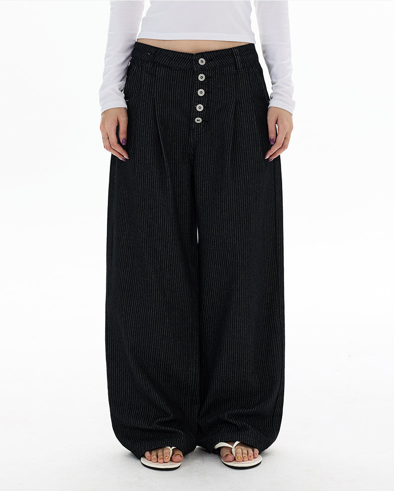 MADWITCH BUTTONED STRIPE WIDE TROUSERS #DR6989